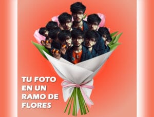 Crea una imagen de un Ramo de flores con tu foto