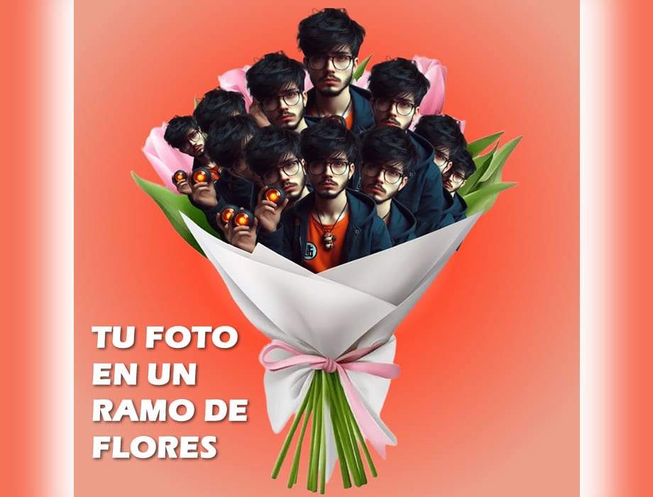 Crea una imagen de un Ramo de flores con tu foto